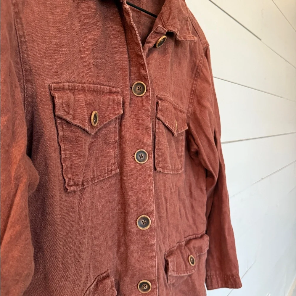 Rust Linen Shacket - Picture 3 of 5